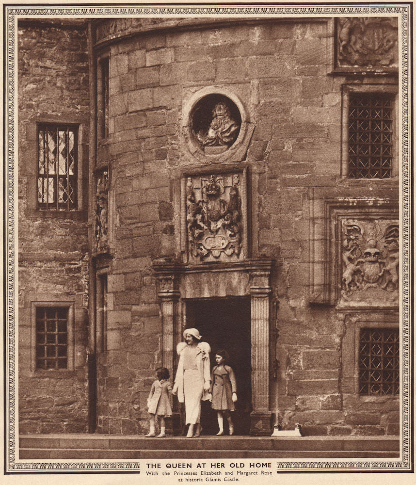QUEEN ELIZABETH QUEEN MOTHER. The Queen at Glamis Castle 1937 old print